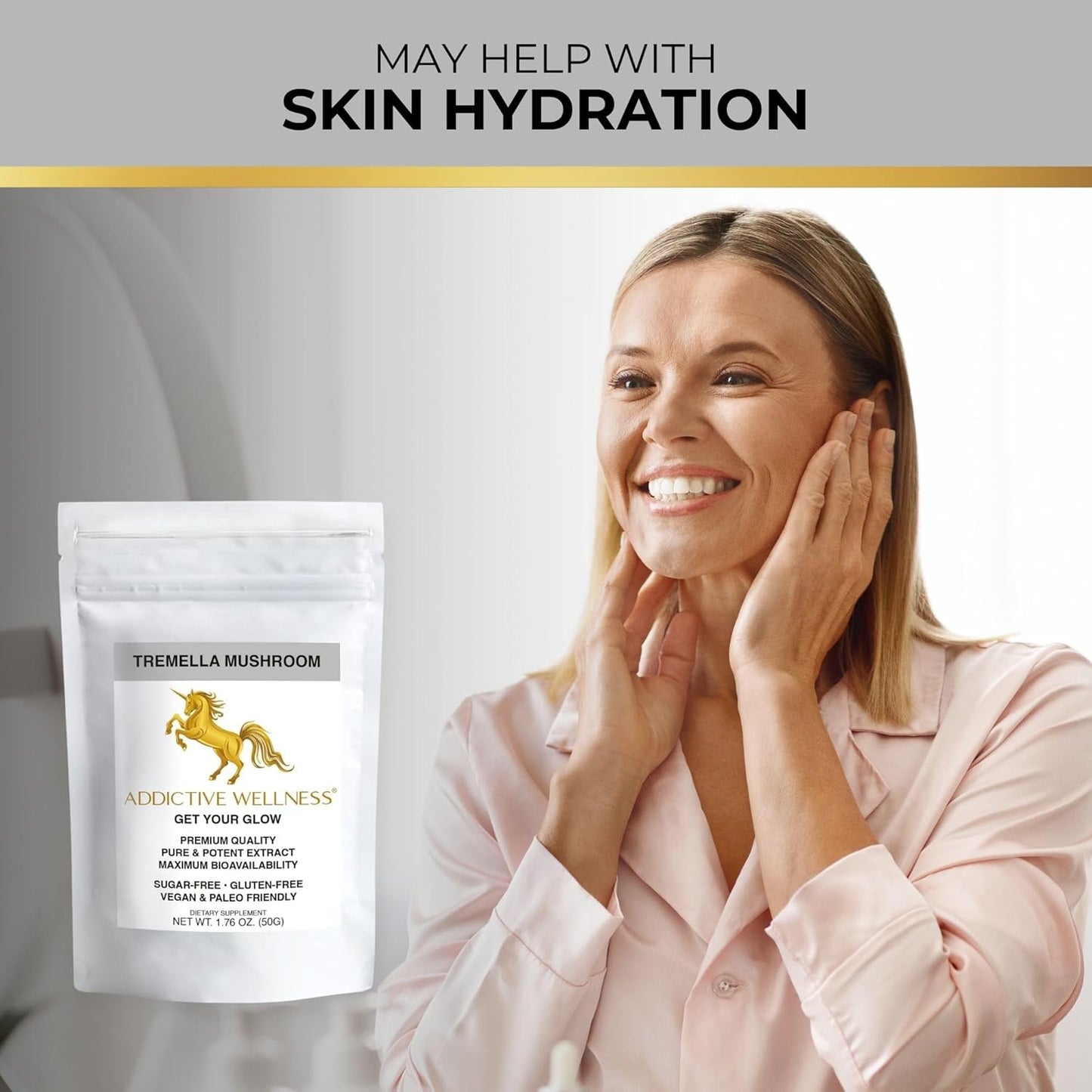 Pure & Potent Tremella Mushroom Extract Powder - 50 Grams by Addictive Wellness, Wood Grown