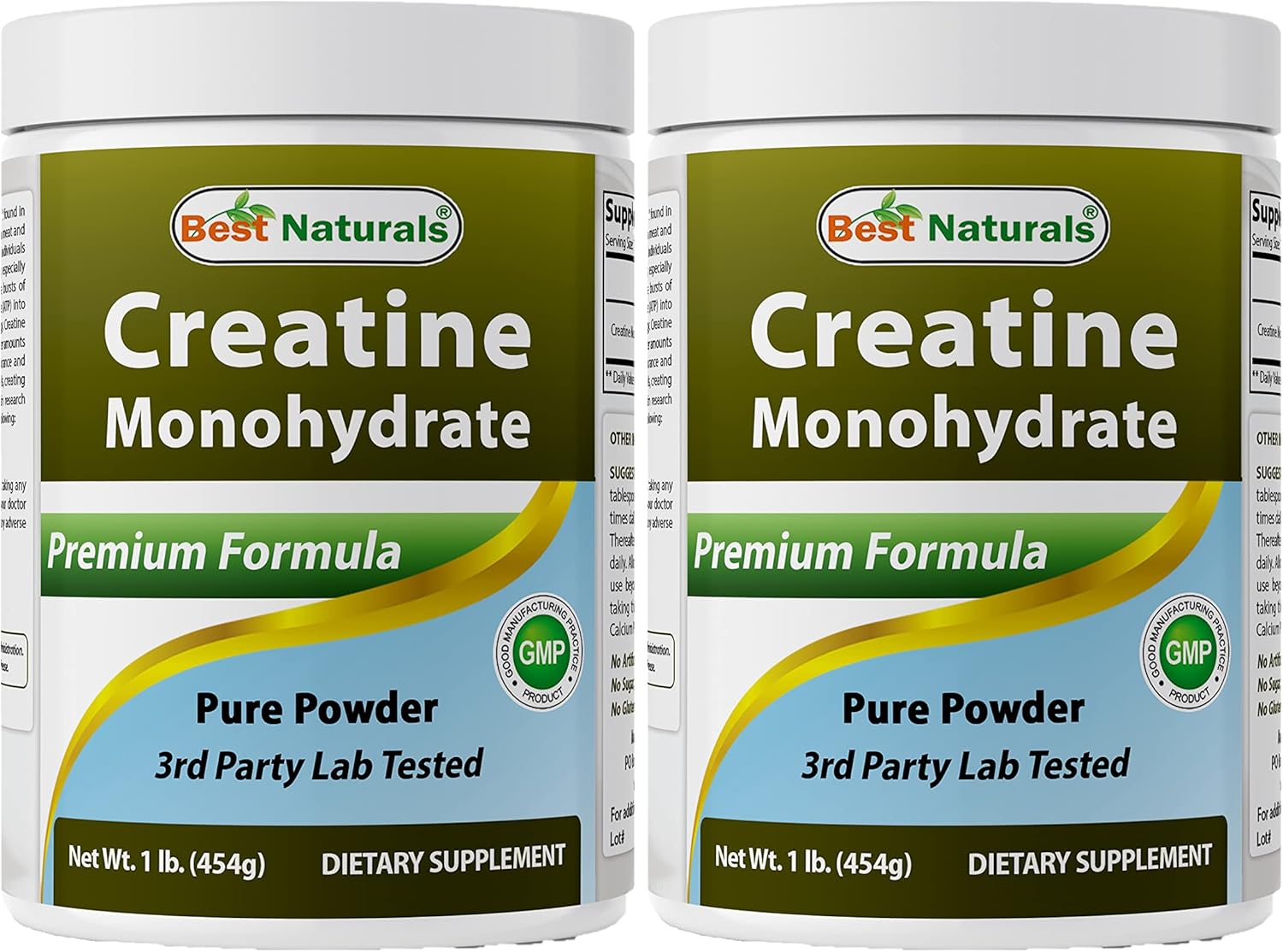 Pure Powder Creatine Monohydrate - 2 Pack of 1 lb Best Naturals Supplement
