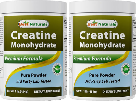 Pure Powder Creatine Monohydrate - 2 Pack of 1 lb Best Naturals Supplement