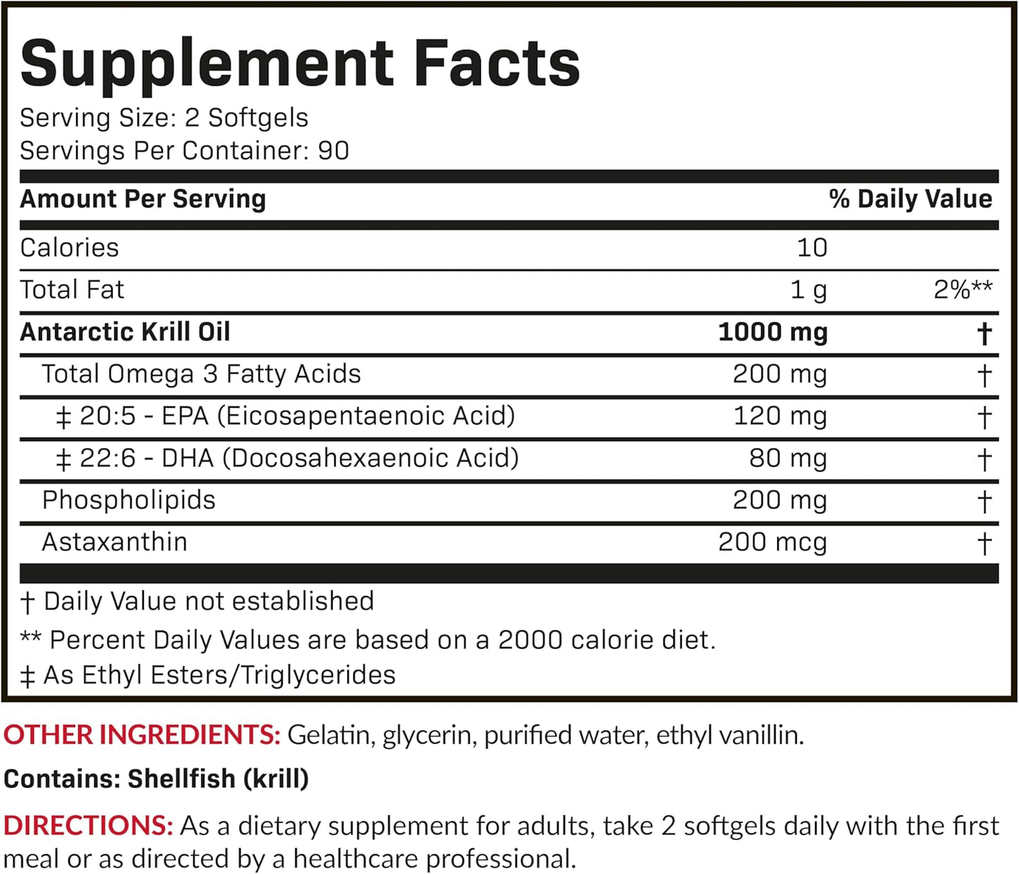 Pure Premium Antarctic Krill Oil 1000mg - High Omega-3 EPA, DHA, Astaxanthin - Heavy Metal Tested - Non GMO - 180 Softgels
