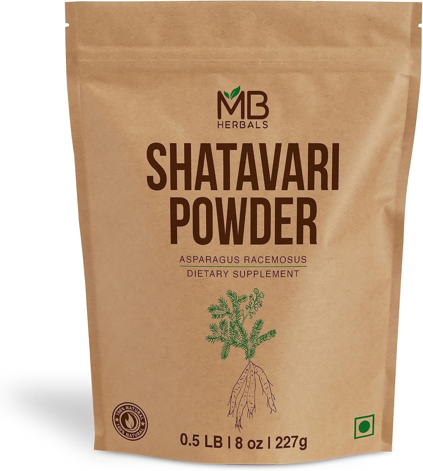 Pure Shatavari Powder 8 oz - 100% Pure Asparagus racemosus - 227g Pack Size
