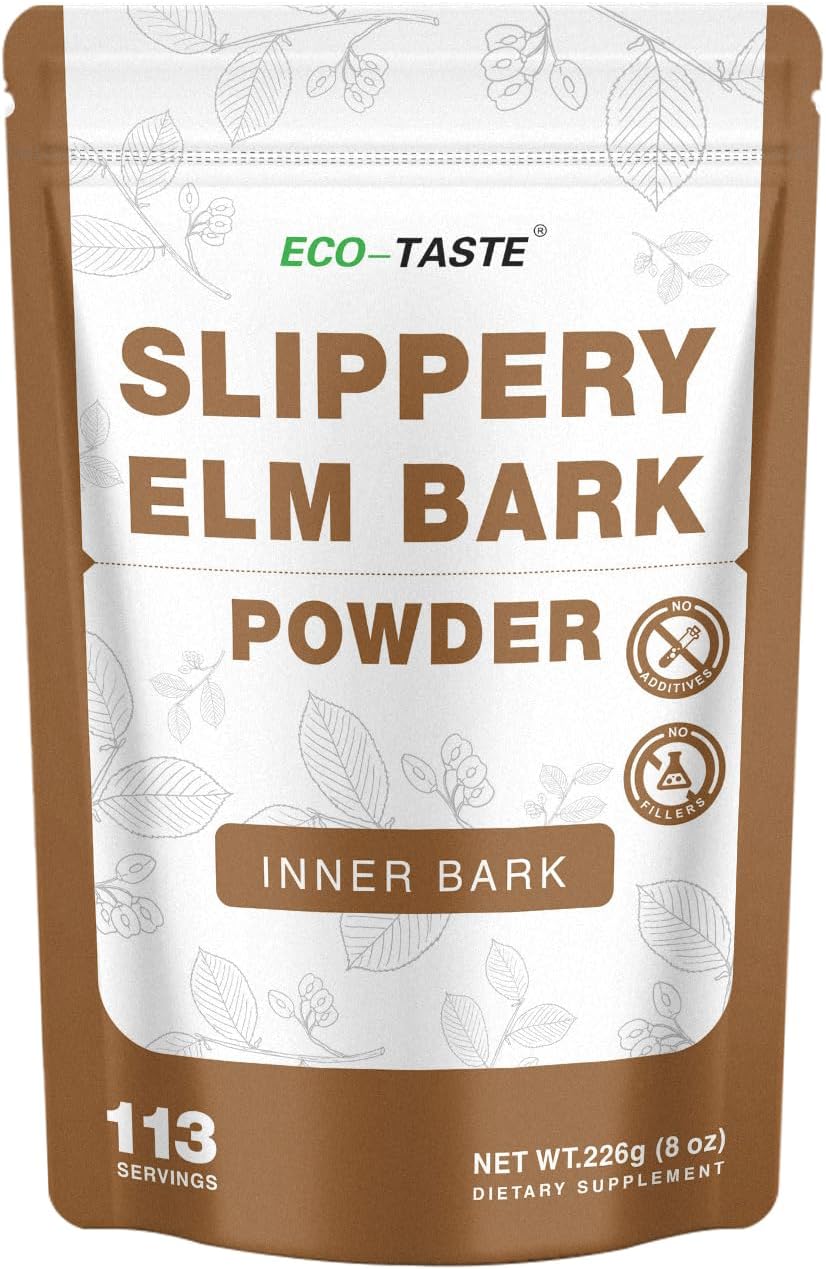 Pure Slippery Elm Powder for Gut Health - 2000mg per Serving - 226g - Vegan Friendly