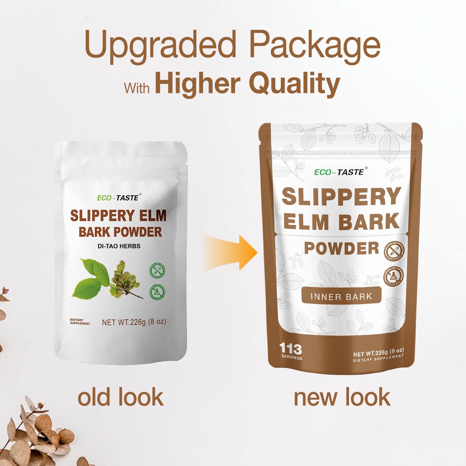 Pure Slippery Elm Powder for Gut Health - 2000mg per Serving - 226g - Vegan Friendly