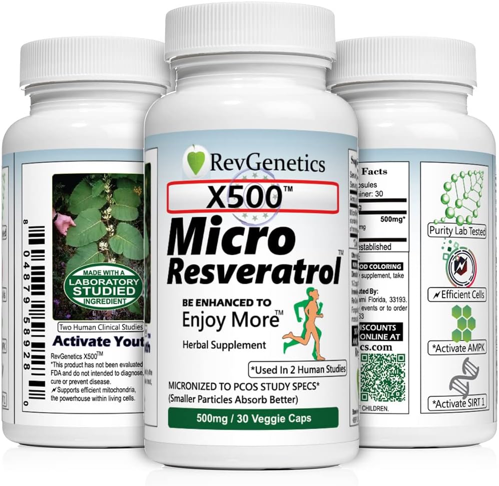 Pure Trans-Resveratrol X500: 500mg - Vegetarian Capsules - High Potency Formula