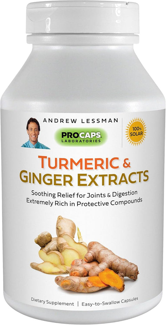 Pure Turmeric and Ginger Extract Capsules - Joint and Digestive Support with Natural Anti-Aging Antioxidants - 120 Capsules, Additive-Free