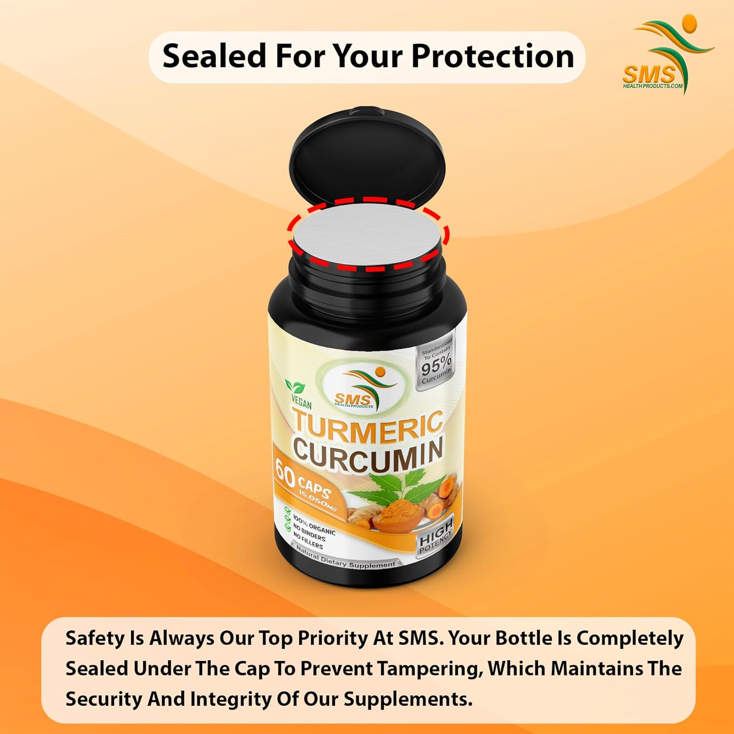 Pure Turmeric Curcumin 1000mg with 95% Curcuminoids & Black Pepper Extract - Non GMO, Gluten Free - 60 Veg Capsules for Increased Absorption