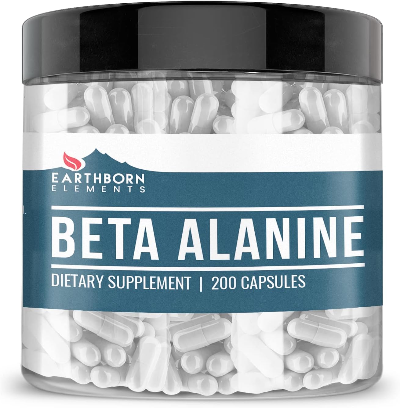 Pure & Undiluted Beta-Alanine Capsules by Earthborn Elements - 200 Count, Additive-Free