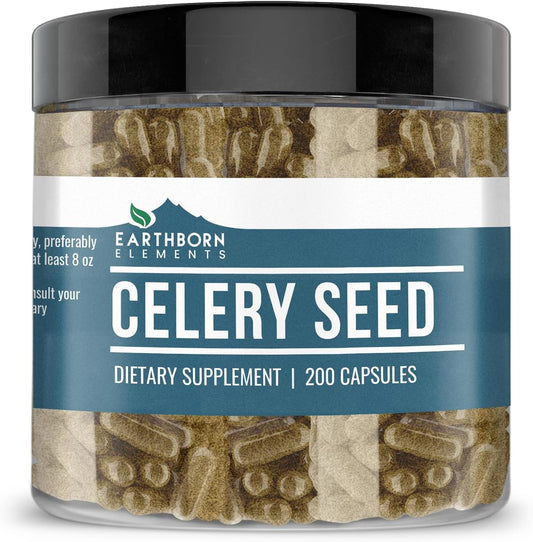 Pure & Undiluted Celery Seed Capsules - 200 Count by Earthborn Elements, Additive-Free
