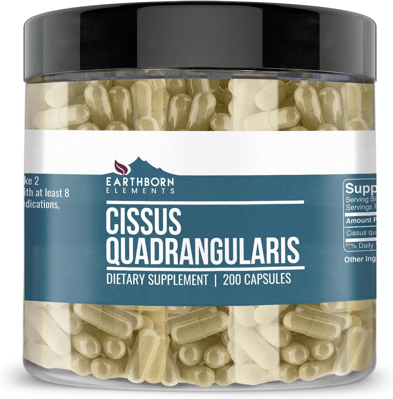 Pure & Undiluted Cissus Quadrangularis Capsules - 200 Count by Earthborn Elements, Additive-Free
