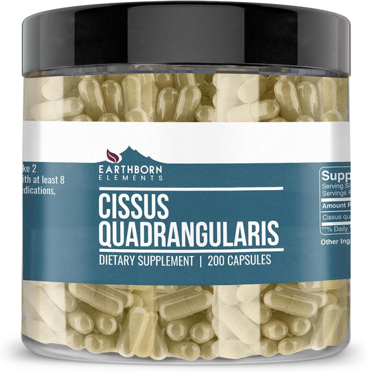 Pure & Undiluted Cissus Quadrangularis Capsules - 200 Count by Earthborn Elements, Additive-Free