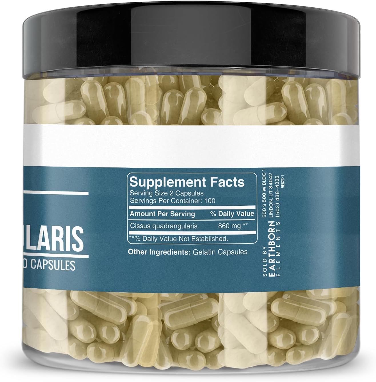 Pure & Undiluted Cissus Quadrangularis Capsules - 200 Count by Earthborn Elements, Additive-Free