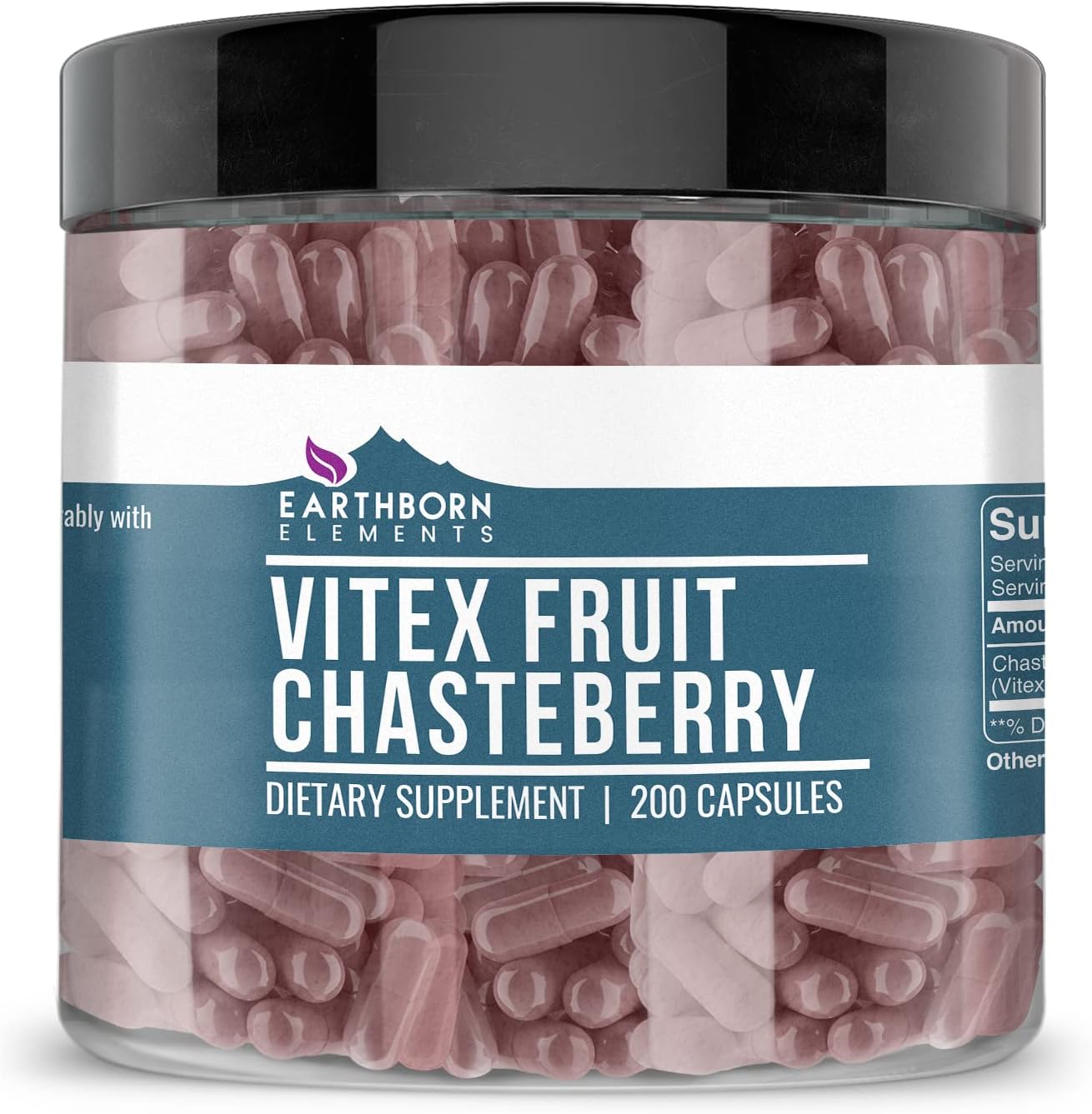 Pure & Undiluted Vitex (Chasteberry) 200 Capsules by Earthborn Elements - Additive-Free