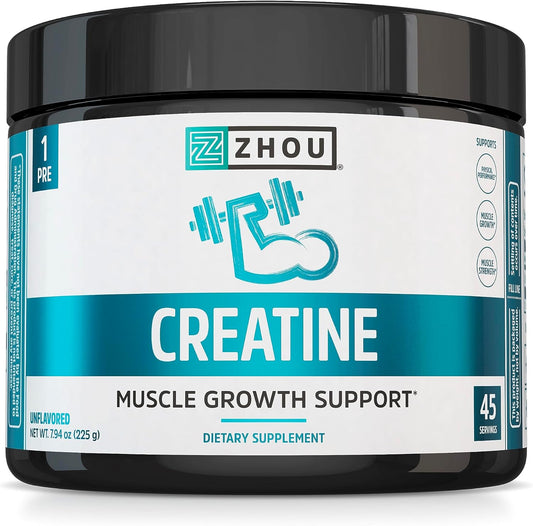 Pure Unflavored Creatine Monohydrate Powder for Workout Recovery, Physical Performance Support - Vegan, Non-GMO, Gluten Free - 45 Servings