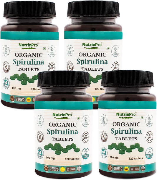 Pure Vegan Organic Spirulina Tablets - Non-GMO, Gluten Free, Chemical Free - NUTRINPRO