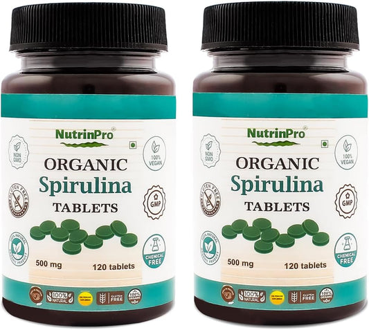 Pure Vegan Organic Spirulina Tablets - Non-GMO, Gluten Free, Chemical Free - NUTRINPRO