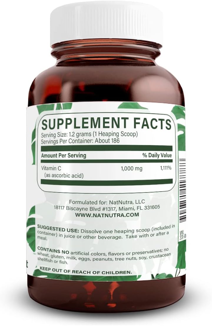 Pure Vitamin C Crystal Powder - Boost Immunity, Maintain Capillary Strength, Increase Iron Absorption - Non-GMO & Soy Free - 8 Oz