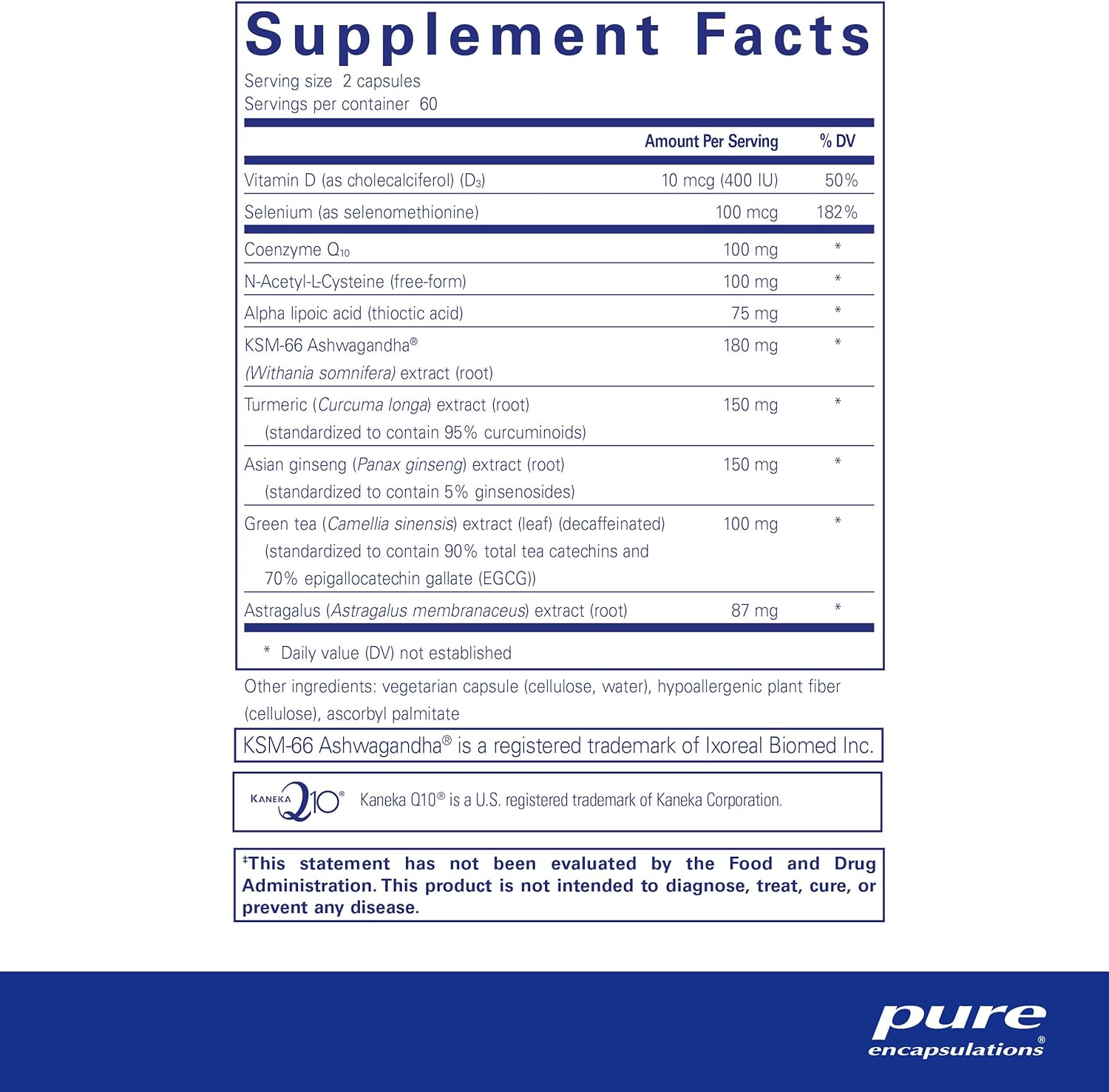 PureCell by Pure Encapsulations | Powerful Antioxidant and Adaptogen Supplement for Cellular Health | 120 Capsules