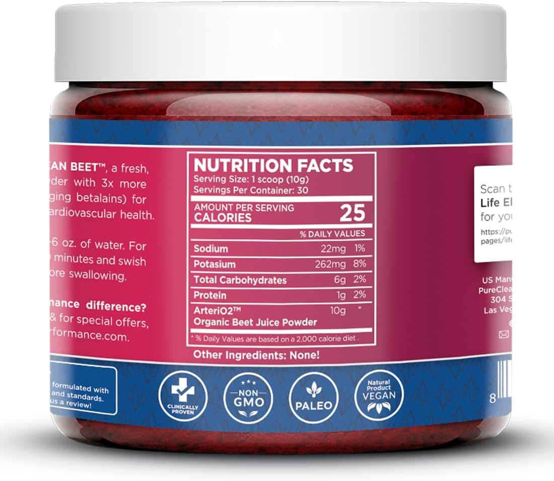 PureClean Performance Beet Juice Powder - Premium Potency Nitric Oxide Support for Energy, Health & Circulation - Organic Cold-Pressed Formula - 30 Servings