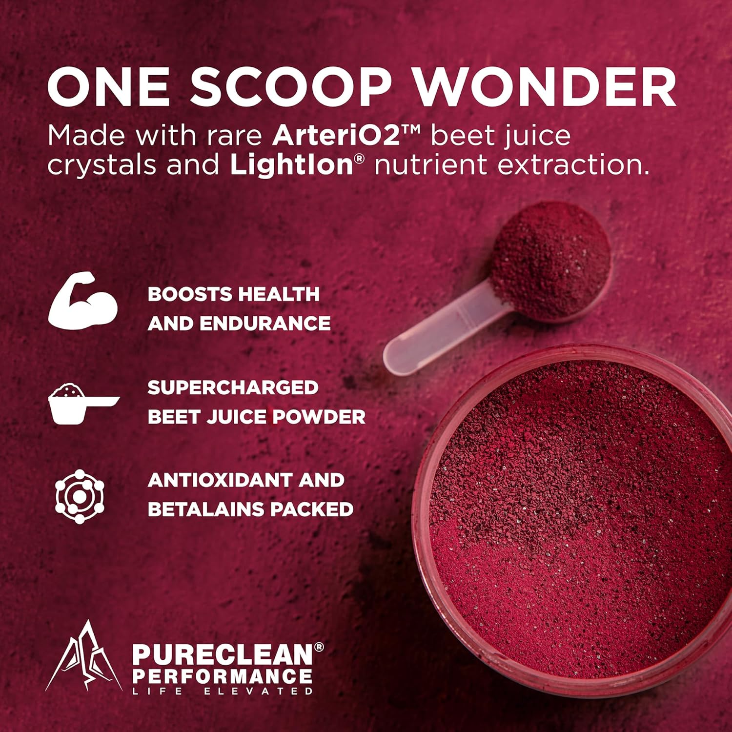 PureClean Performance Beet Juice Powder - Premium Potency Nitric Oxide Support for Energy, Health & Circulation - Organic Cold-Pressed Formula - 30 Servings