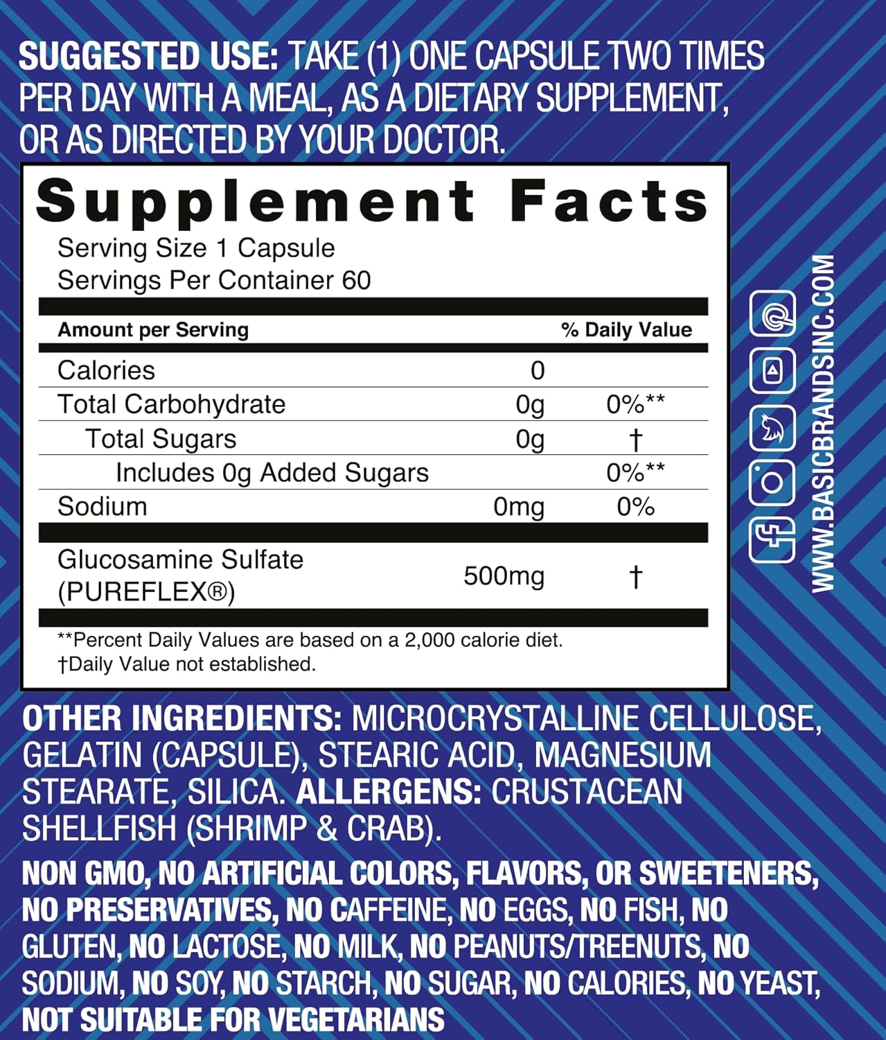 Pureflex Glucosamine Sulfate 500mg - 60 Count - Premium Joint Health Support by Pura Salud