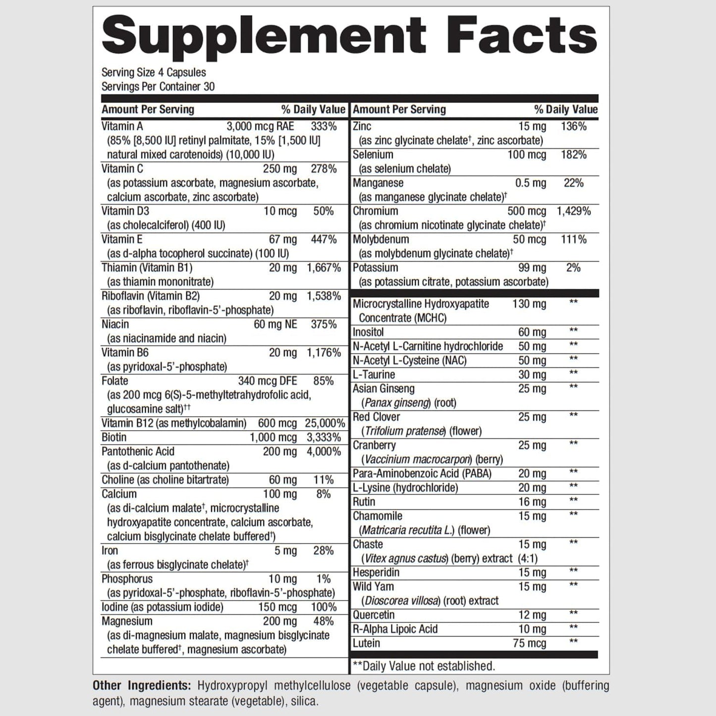 PureFormulas PureMulti for Women - 120 Capsules of Non-GMO Comprehensive Daily Multivitamin with Essential Nutrients and Herbal Support