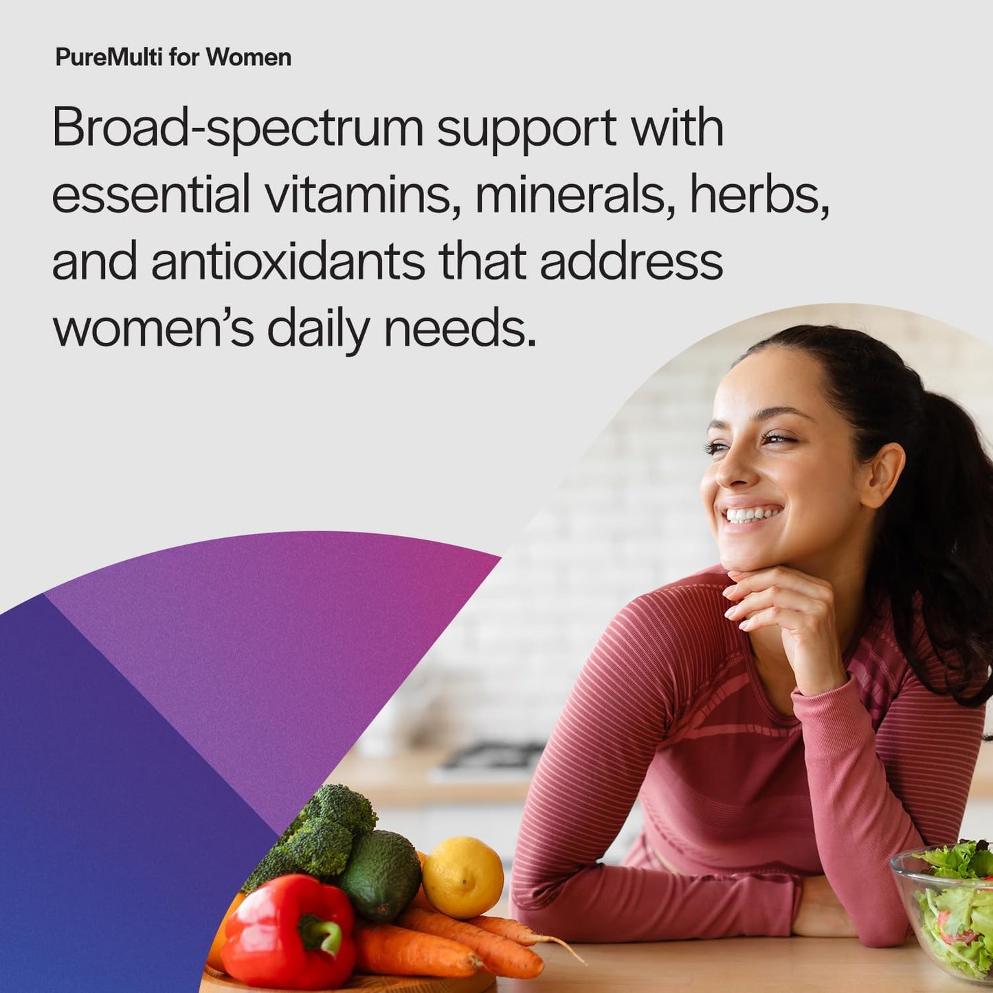 PureFormulas PureMulti for Women - 120 Capsules of Non-GMO Comprehensive Daily Multivitamin with Essential Nutrients and Herbal Support