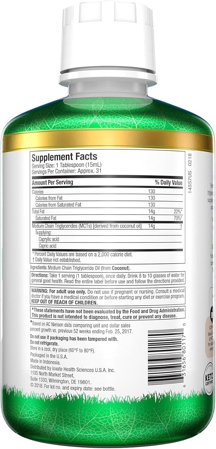 Purely Inspired MCT Oil for Keto & Paleo Diets - Non-GMO Coconut Oil Source - 16 fl oz Unflavored Blend for Coffee, Tea, Shakes - Sustained Energy Boost