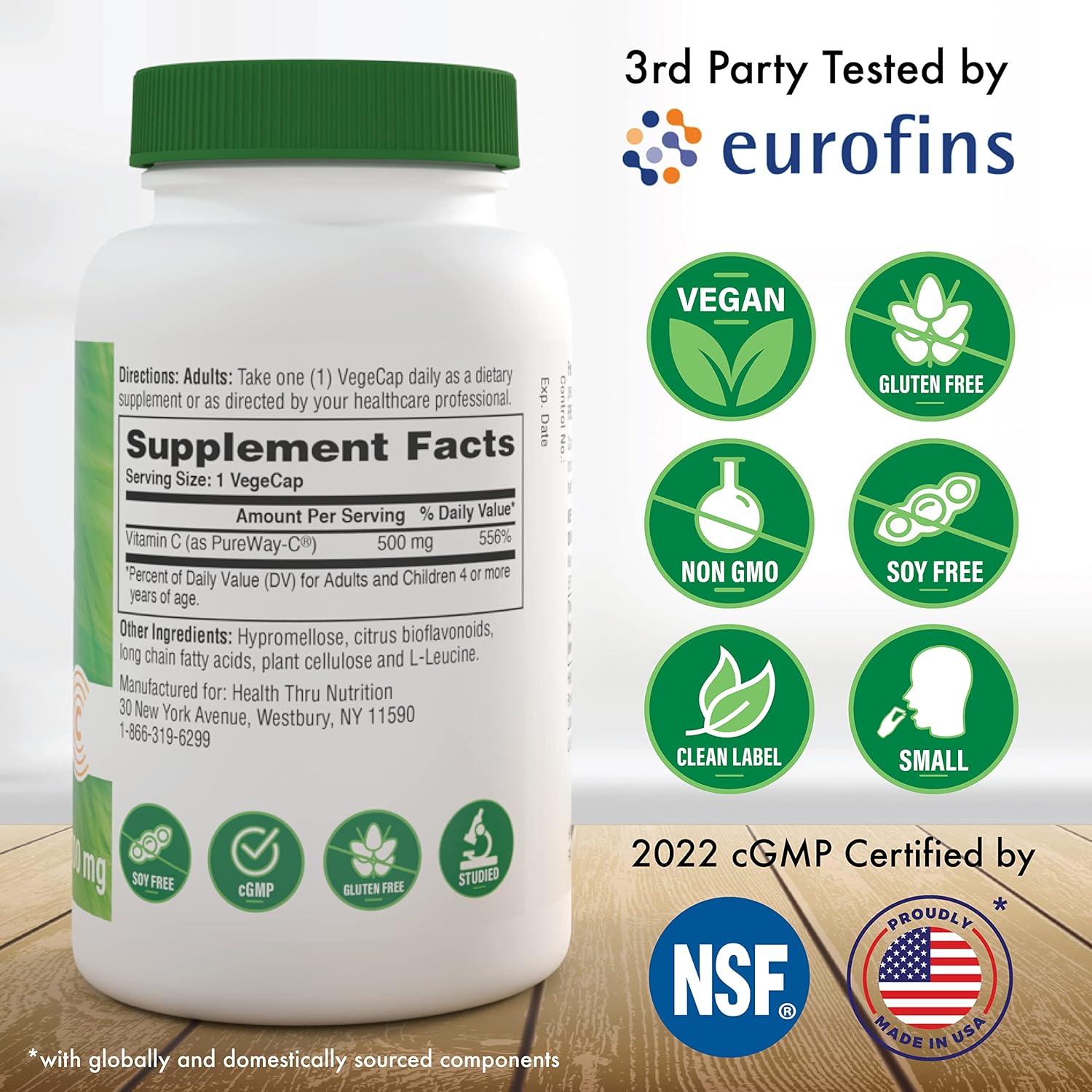 PureWay-C Vitamin C 500mg 360 Vegecaps for Superior Absorption | Immune Support & Collagen Boost | Vegan, Non-GMO, Gluten-Free | 3rd Party Tested