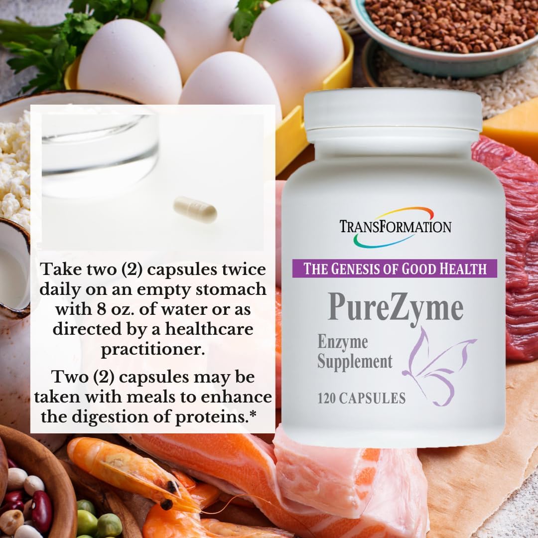 Purezyme High-Potency Protease Blend Enzyme Supplement for Digestion and Gut Health - 120 Capsules, Physician Recommended Formula