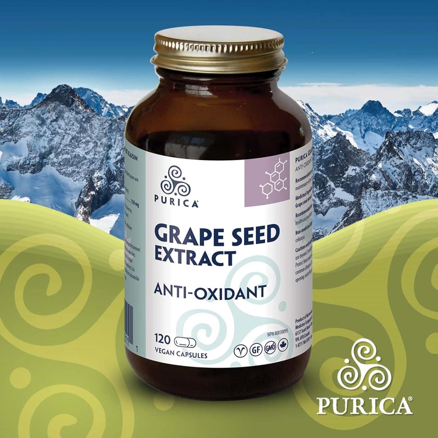 Purica Grape Seed Extract Capsules - 120 Vcaps - Antioxidant Support Supplement
