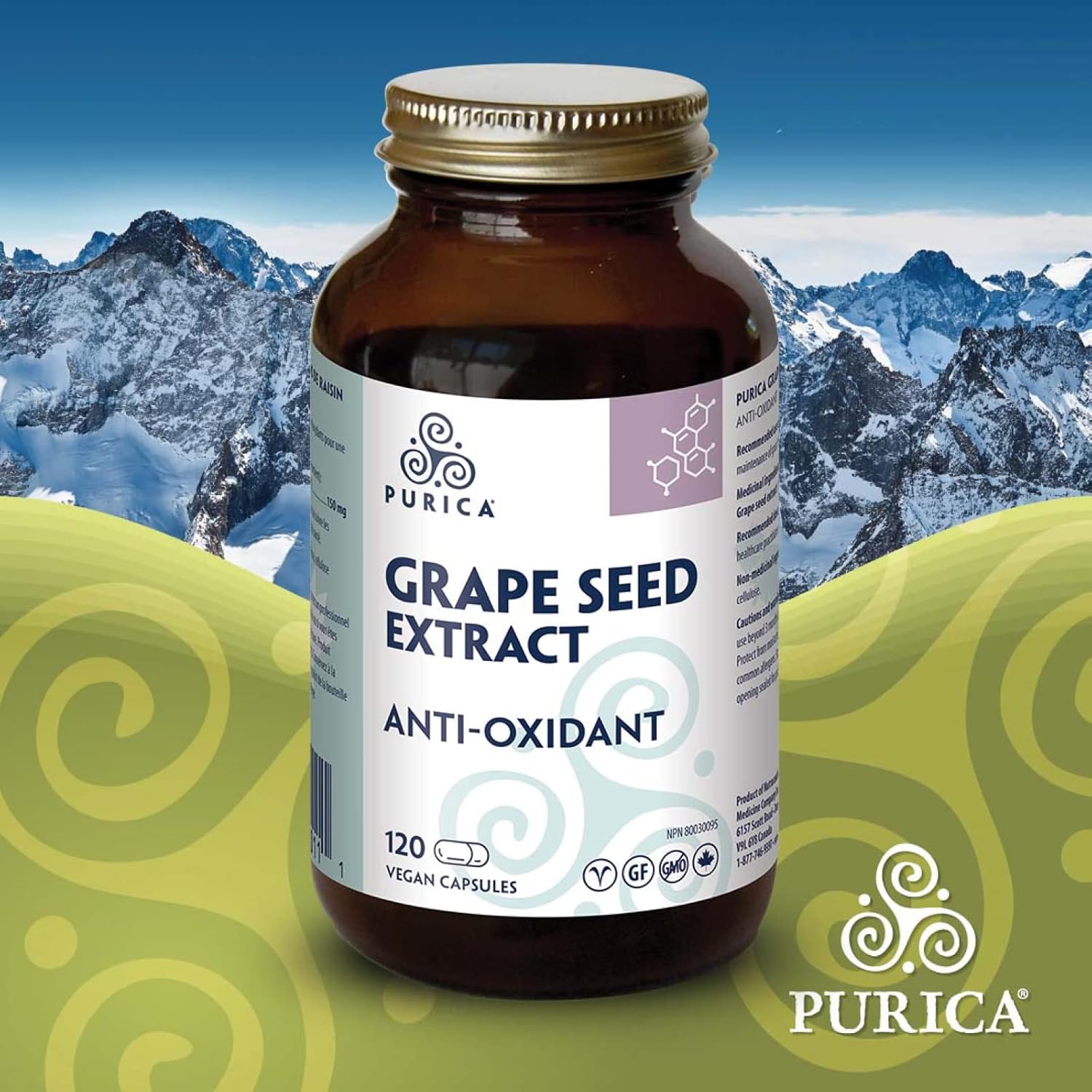 Purica Grape Seed Extract Capsules - 120 Vcaps - Antioxidant Support Supplement