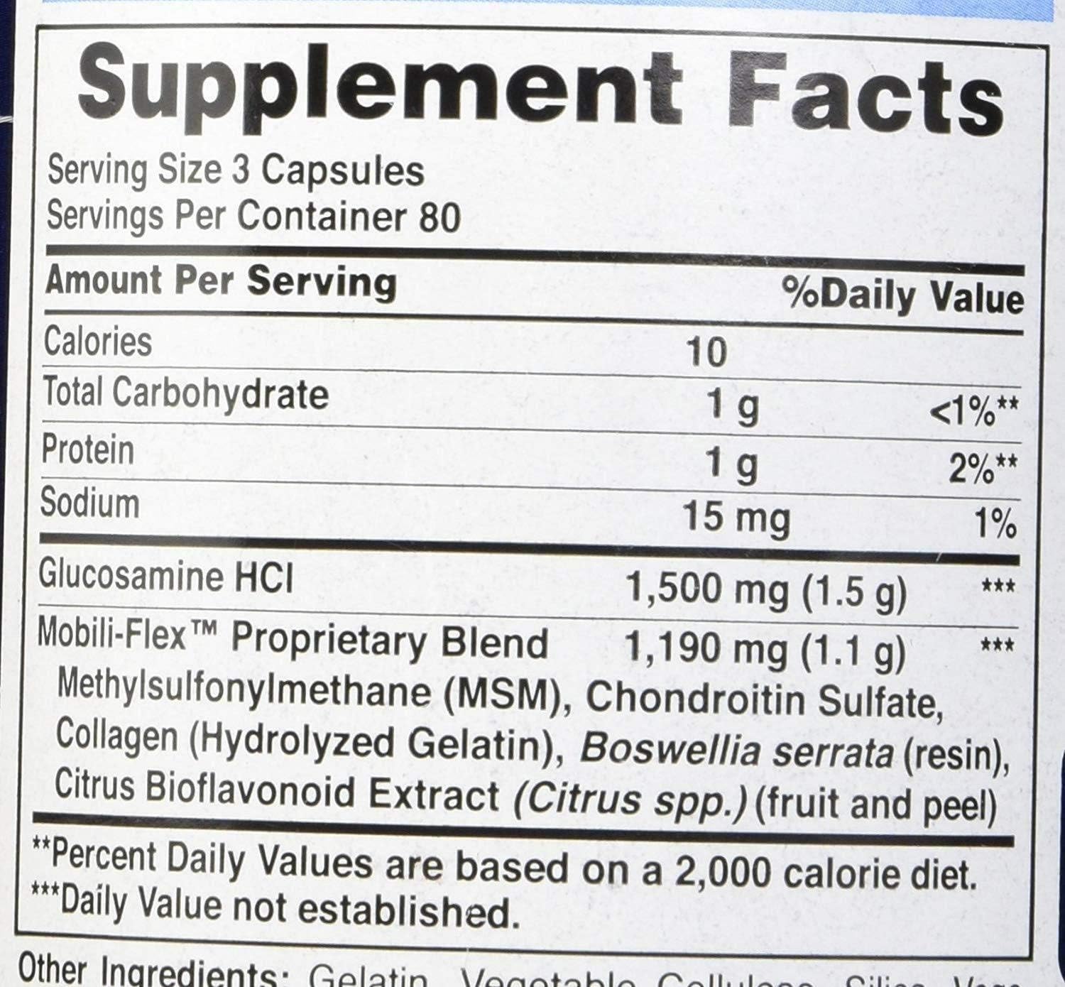 Puritan's Pride Glucosamine Chondroitin MSM Capsules - Triple Strength Formula for Joint Health