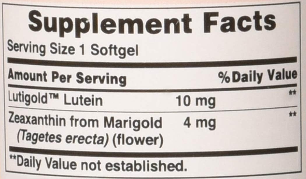 Puritan's Pride Lutein 10mg and Zeaxanthin 4mg Capsules for Healthy Eyes, 60 ct - Pack of 2