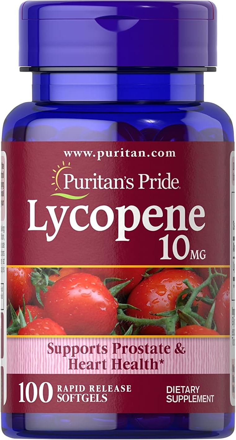 Puritan's Pride Lycopene Softgels 10mg - Prostate & Heart Health Support - 200 Count