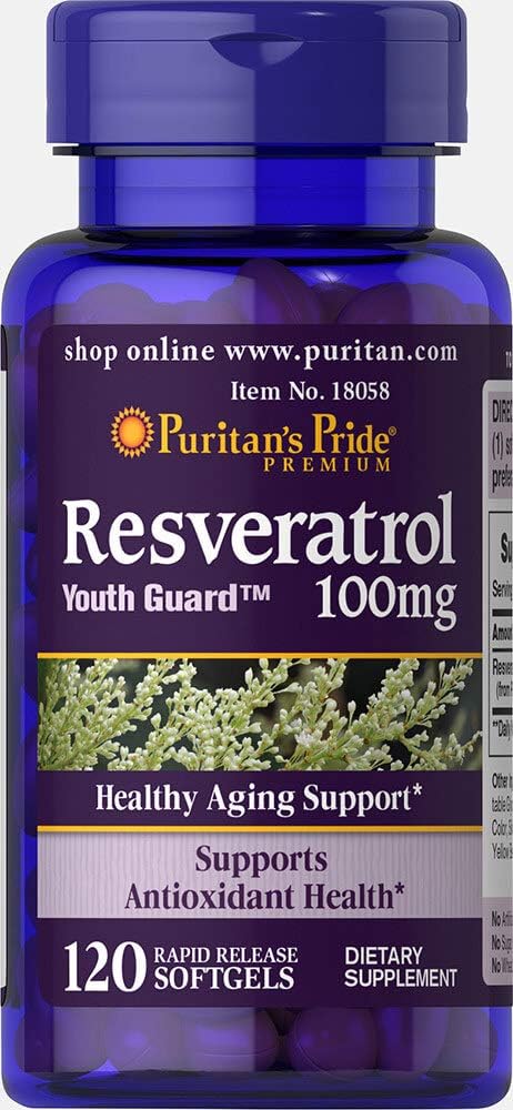 Puritan's Pride Resveratrol Youth Guard Softgels 2-Pack, 100mg - 240 Total