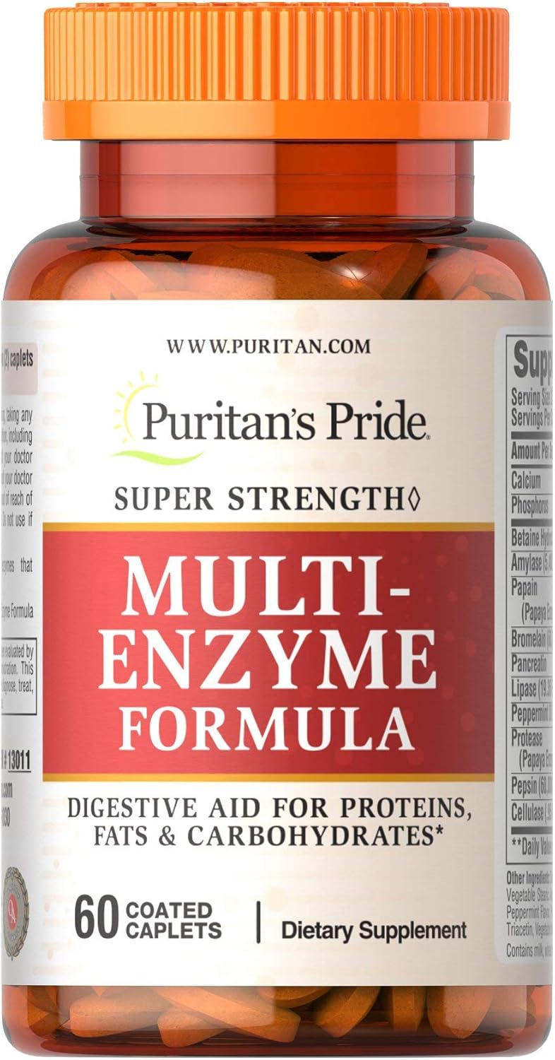 Puritan's Pride Super Strength Multi Enzyme Supplement for Digestive Health and Nutrient Absorption
