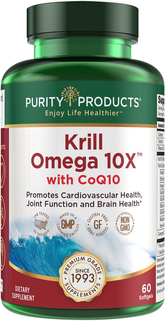 Purity Products Krill Omega Super Formula with 10X EPA & DHA + CoQ10 - 60 Soft Gels - BoostGo Australia