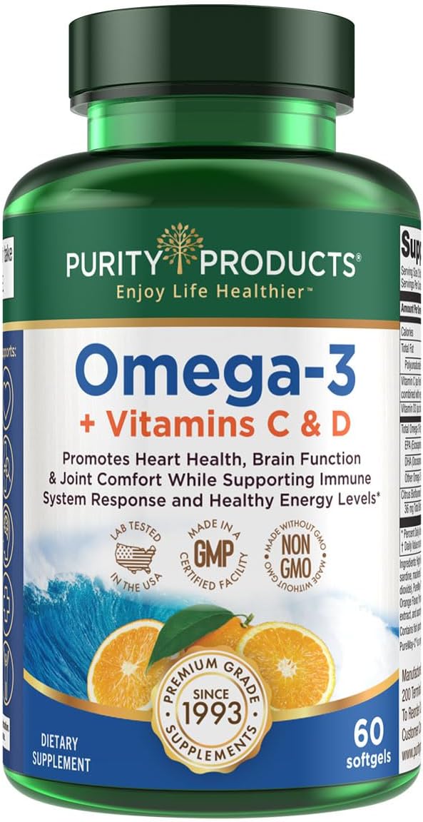 Purity Products Omega-3 with Vitamin C & D Softgels - 60 Count