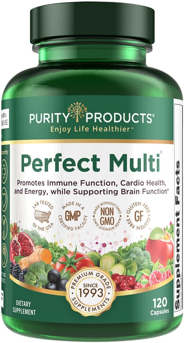 Purity Products Perfect Multi: 60 Nutrient Multivitamin for Immune Support and Energy - 120 Capsules