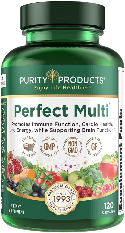 Purity Products Perfect Multi: 60 Nutrient Multivitamin for Immune Support and Energy - 120 Capsules