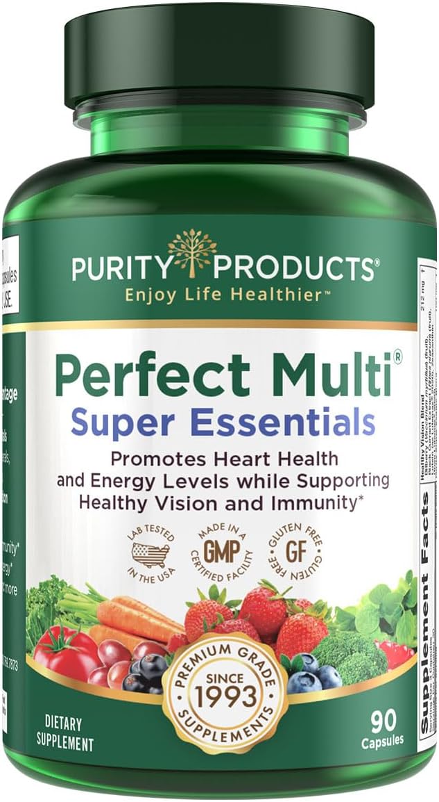 Purity Products Perfect Multi Super Essentials - Multivitamin with Fruits and Vegetables for Healthy Vision - 90 Capsules