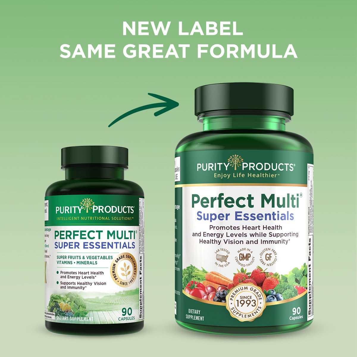 Purity Products Perfect Multi Super Essentials - Multivitamin with Fruits and Vegetables for Healthy Vision - 90 Capsules