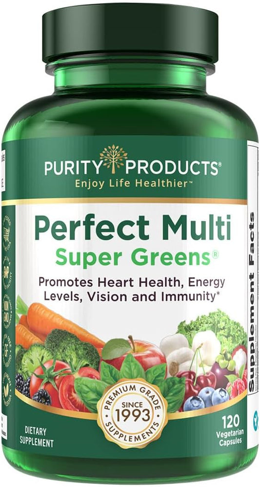 Purity Products Perfect Multi Super Greens 120 Count Dietary Supplement for Health and Nutrition