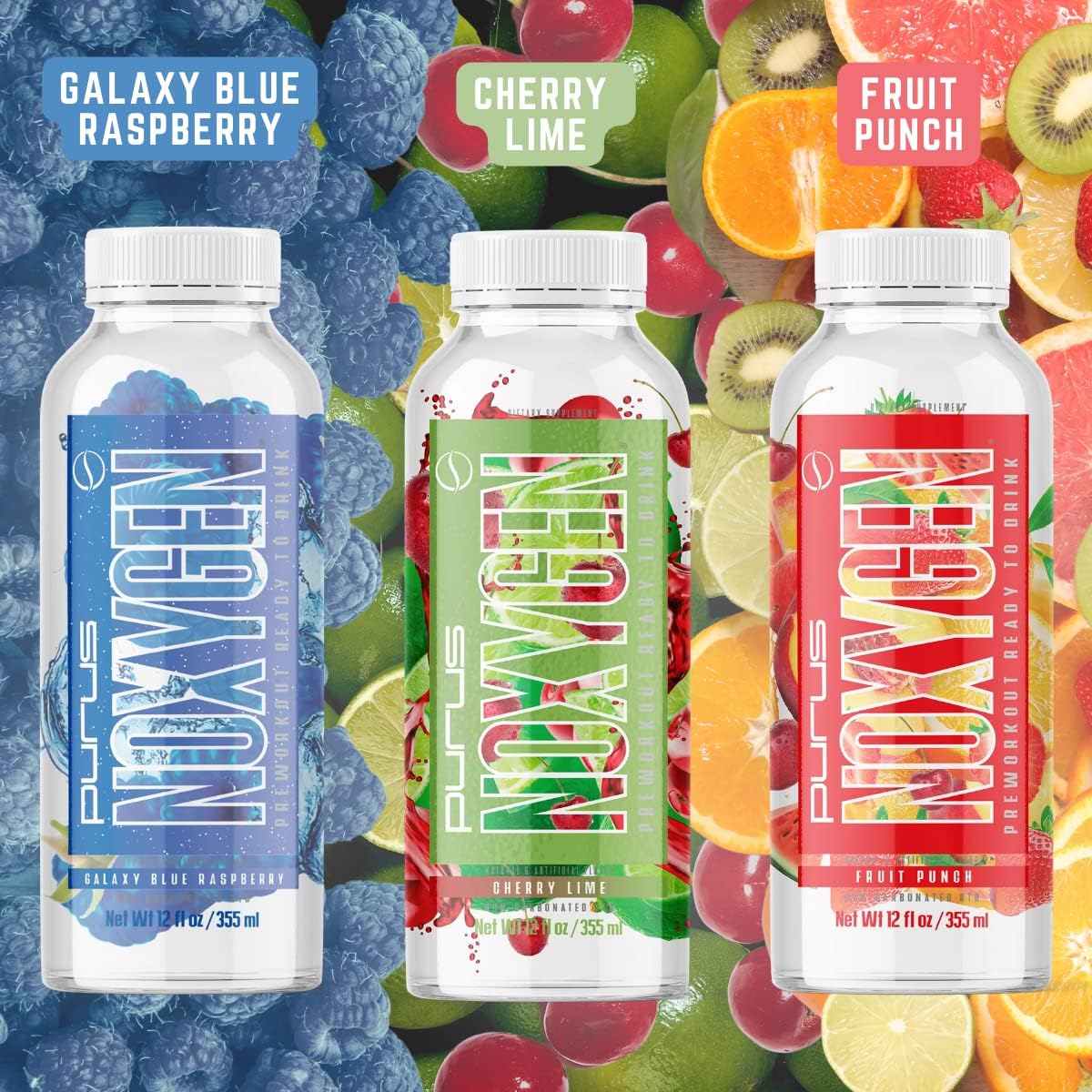 Purus Labs NOXYGEN Ready to Drink (RTD) Pre-Workout Variety Pack - 12 Pack