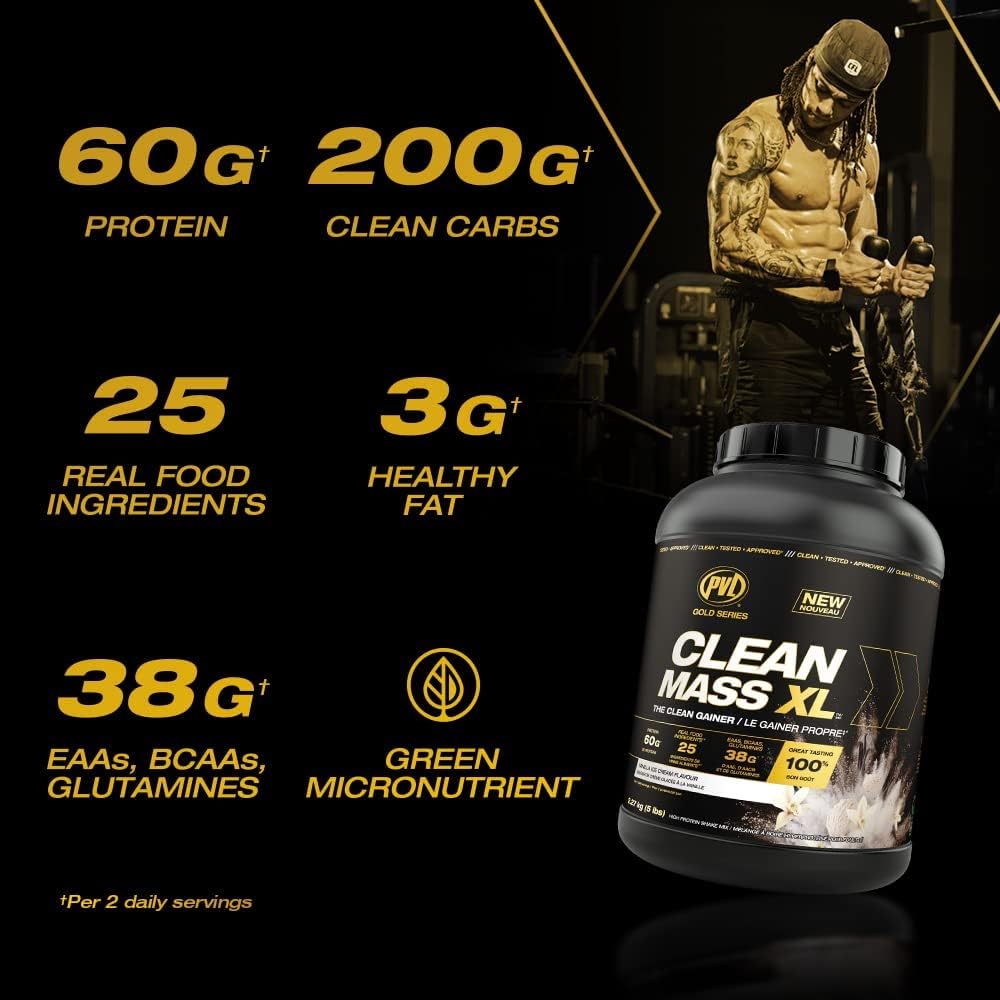 PVL Gold Series Clean Mass XL Vanilla Ice Cream 10 LB - Clean Muscle Mass Gainer