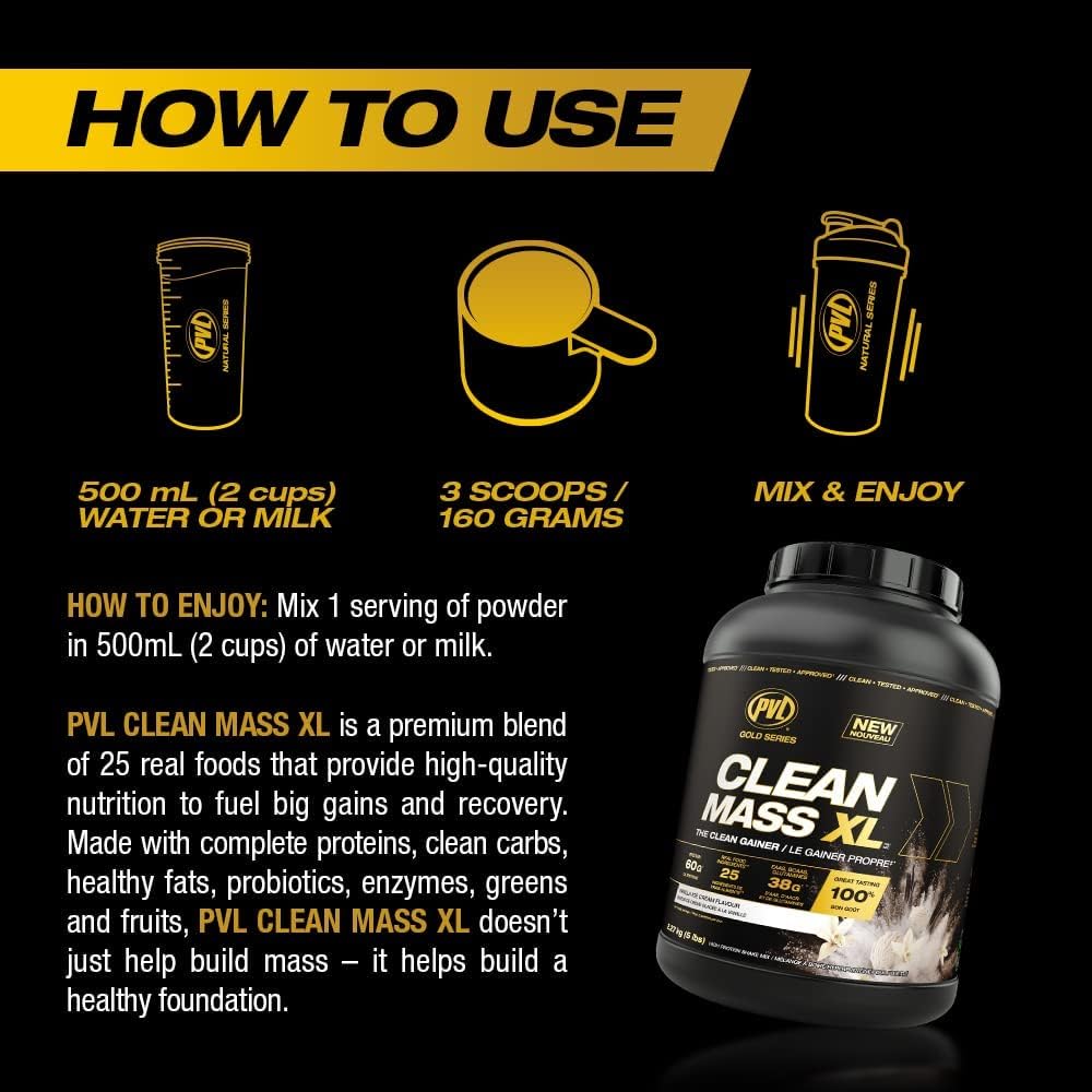 PVL Gold Series Clean Mass XL Vanilla Ice Cream 10 LB - Clean Muscle Mass Gainer