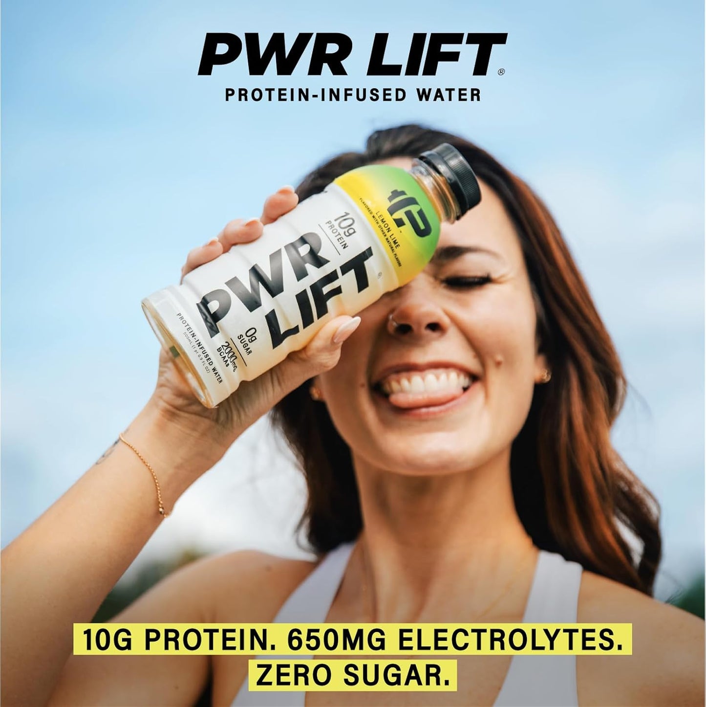 PWR LIFT Whey Protein Water Sports Drink Lemon Lime - Keto, Vitamin B, Electrolytes - Zero Sugar, Post-Workout Energy - 16.9 Fl Oz (Pack of 12) - BoostGo Australia
