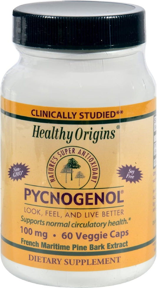 Pycnogenol 100mg Veg Capsules by Healthy Origins - 60 Count