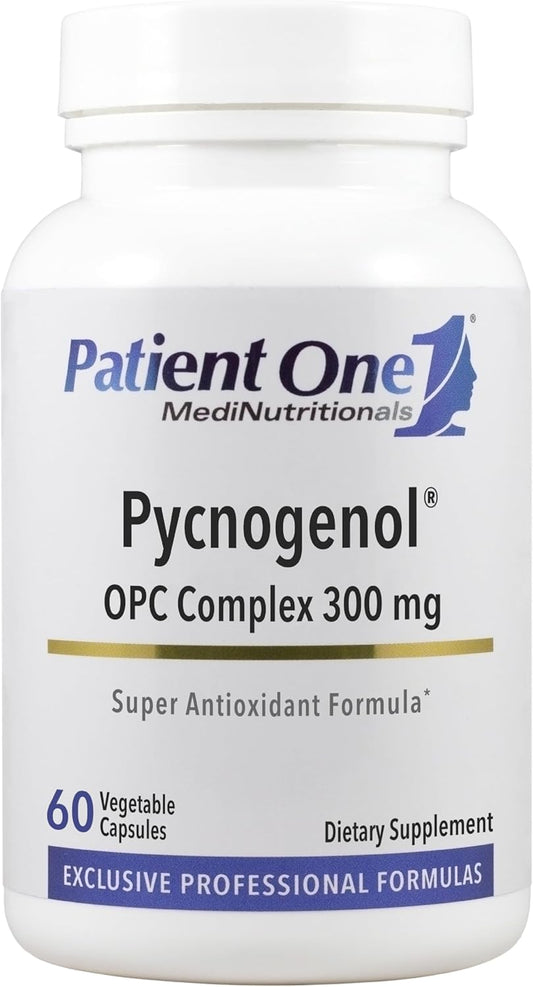 Pycnogenol OPC Complex 300mg Capsules - Vascular Health & Anti-Aging Support with French Maritime Pine Bark - 60 Count