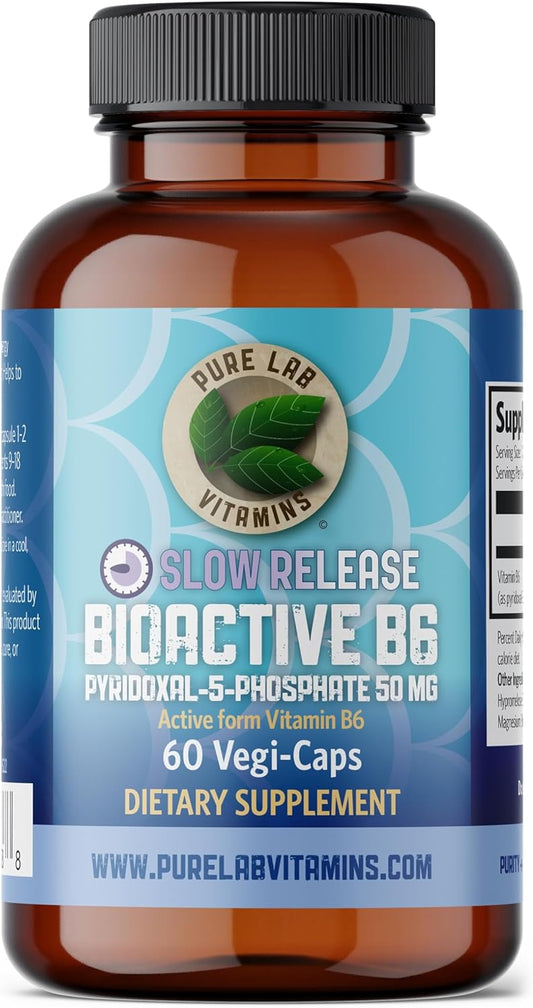 Pyridoxal-5-Phosphate Supplement - 60 Vegan Capsules - Gluten-Free & Made in Canada - DRC-Delayed Release Formula by Pure Lab Vitamins